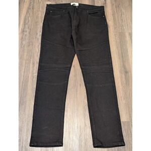 PJ Mark Denim Biker Jeans Skinny‎ Black Ribbed Knee Size 36x32